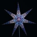 SUMITA blue/türkis Glitter - Foldable glowing star, paper poinsettia with 7points, 60 cm